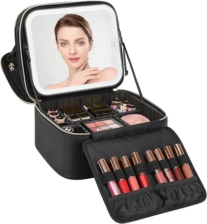 Trousse maquillage portable avec miroir LED